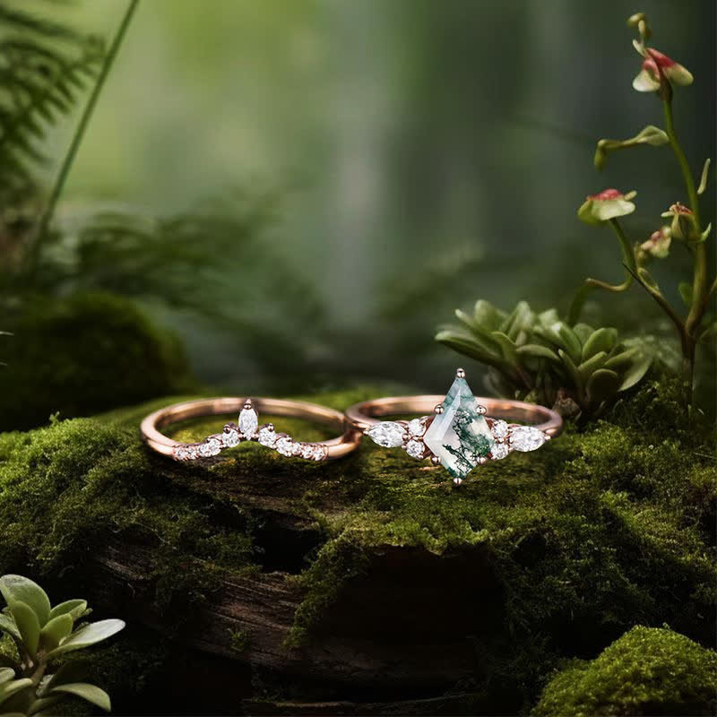 FREE Today: "Sense Of Tranquillity" 2 Pcs Natural Moss Agate Ring Set - image 10
