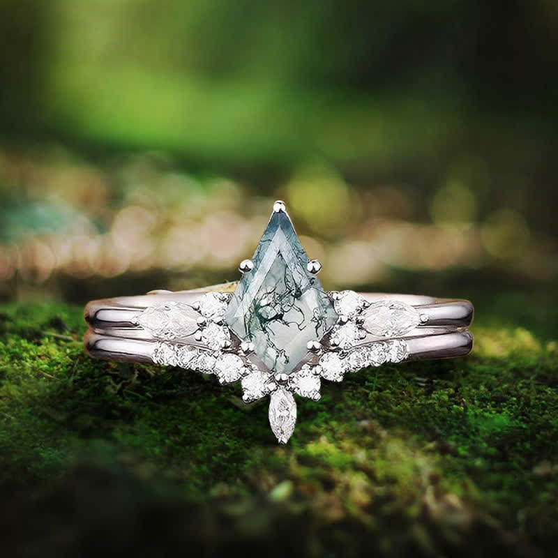 FREE Today: "Sense Of Tranquillity" 2 Pcs Natural Moss Agate Ring Set - image 9