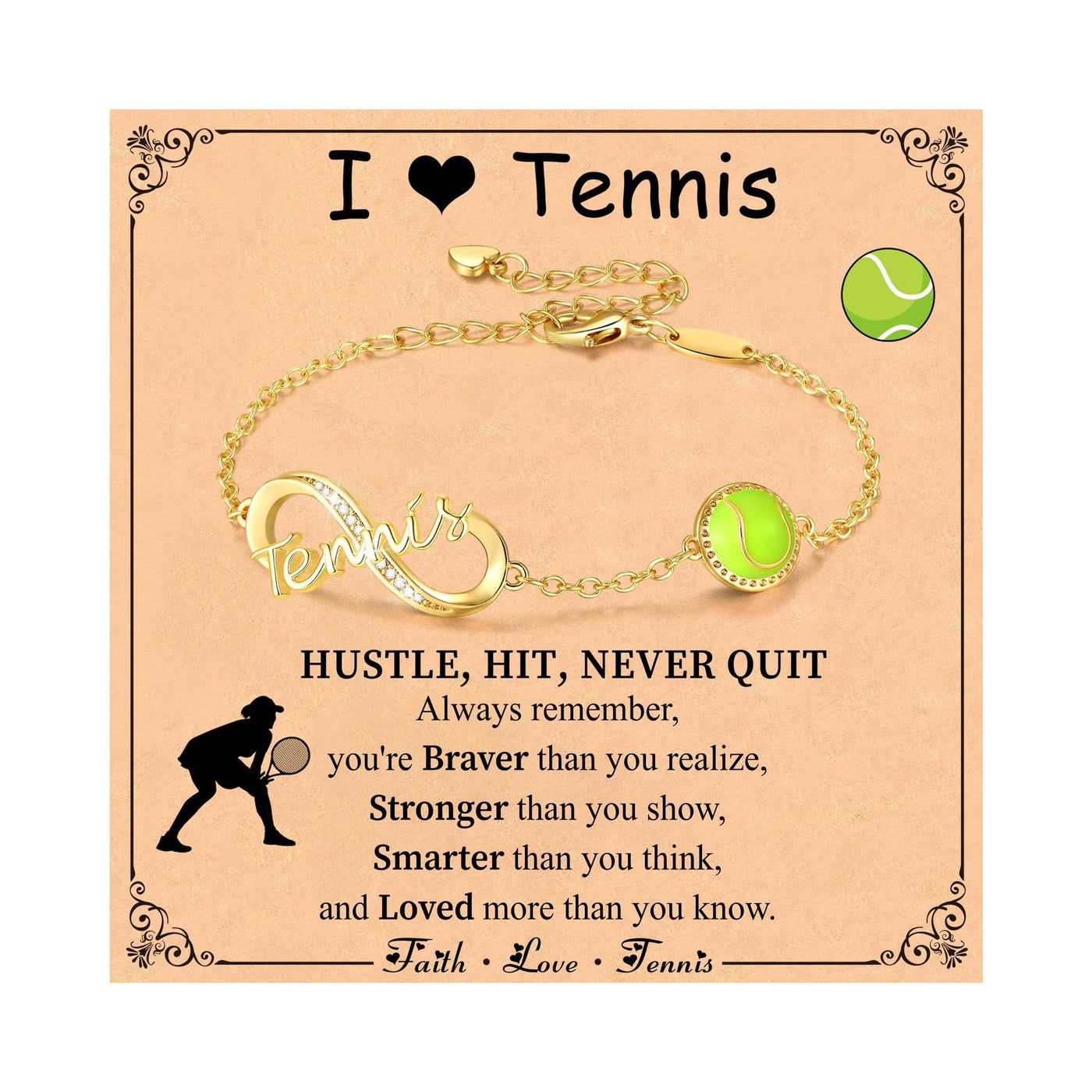 FREE Today: Baseball/Football/Soccer/Basketball/Tennis/Volleyball Infinity Bracelet for Women - Tennis - Golden - image 18