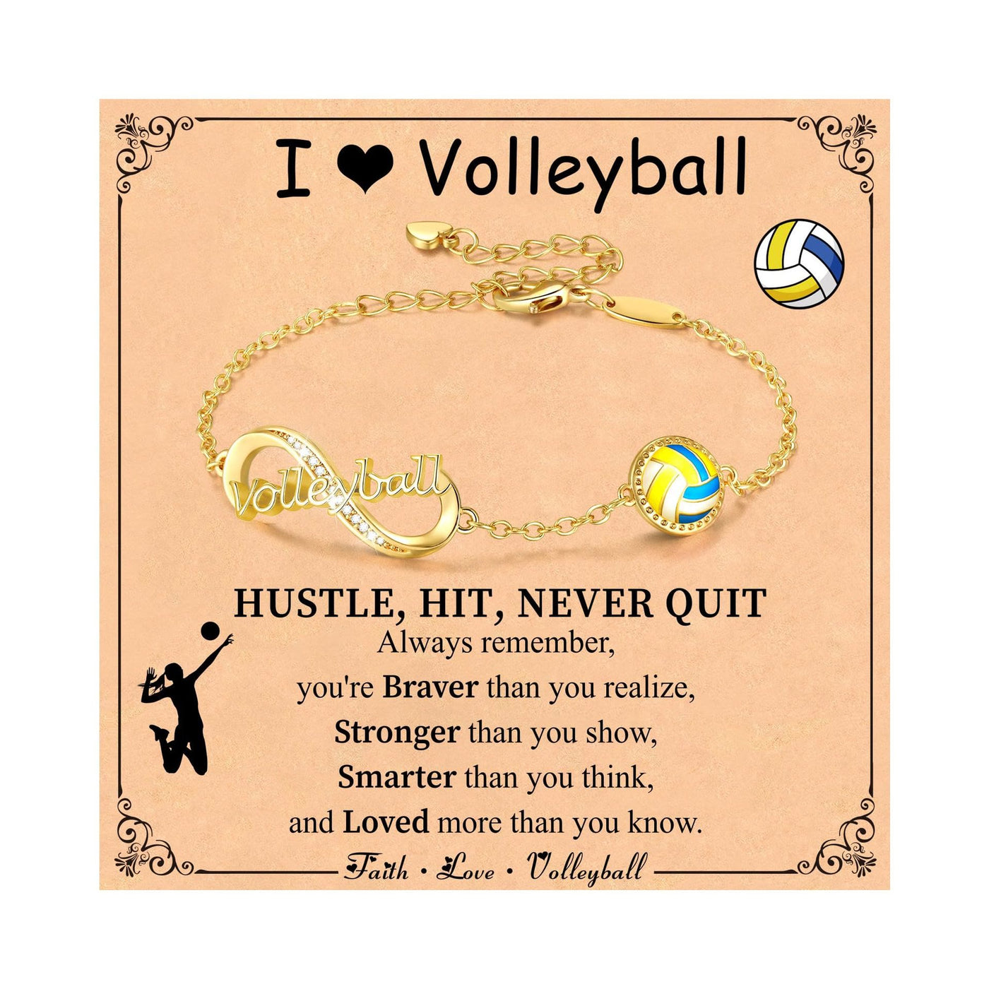 FREE Today: Baseball/Football/Soccer/Basketball/Tennis/Volleyball Infinity Bracelet for Women - Volleyball - Golden - image 14