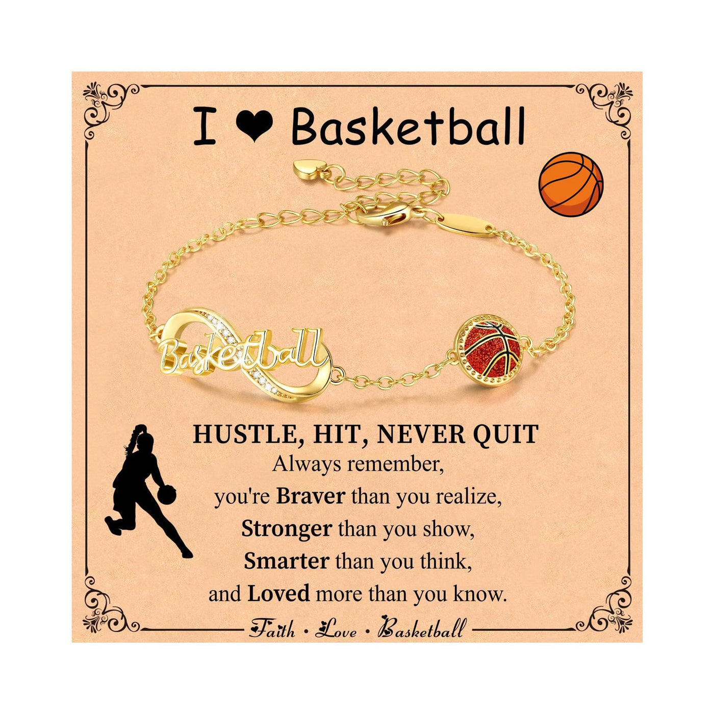 FREE Today: Baseball/Football/Soccer/Basketball/Tennis/Volleyball Infinity Bracelet for Women - Basketball - Golden - image 16
