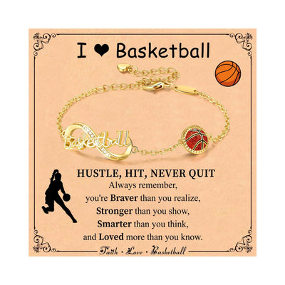 FREE Today: Baseball/Football/Soccer/Basketball/Tennis/Volleyball Infinity Bracelet for Women - Basketball - Golden - image 16