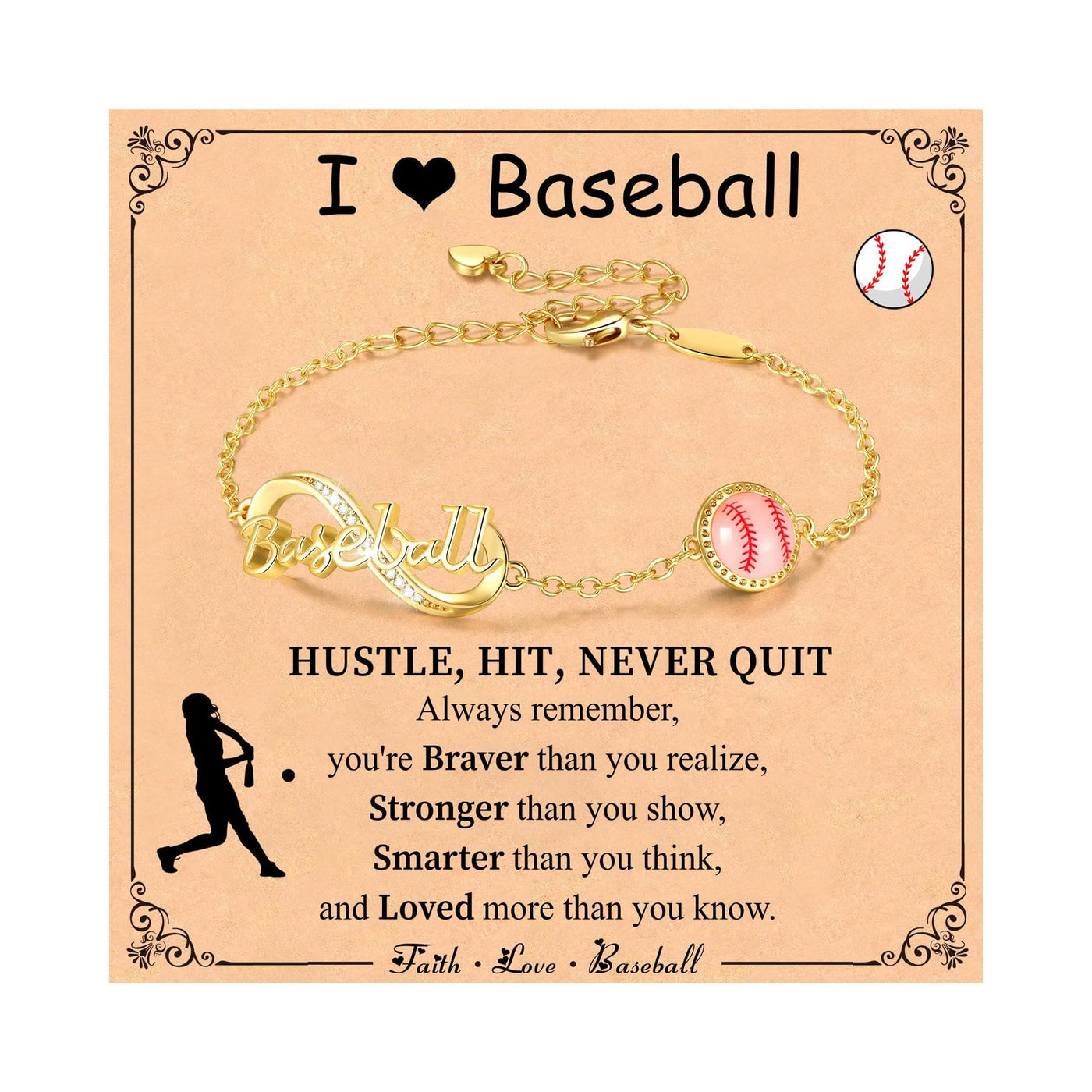 FREE Today: Baseball/Football/Soccer/Basketball/Tennis/Volleyball Infinity Bracelet for Women - Baseball - Golden - image 8