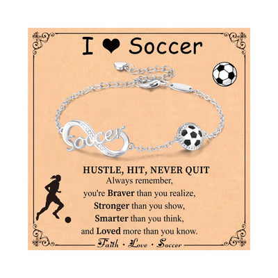 FREE Today: Baseball/Football/Soccer/Basketball/Tennis/Volleyball Infinity Bracelet for Women - Soccer - Silver Color - image 9