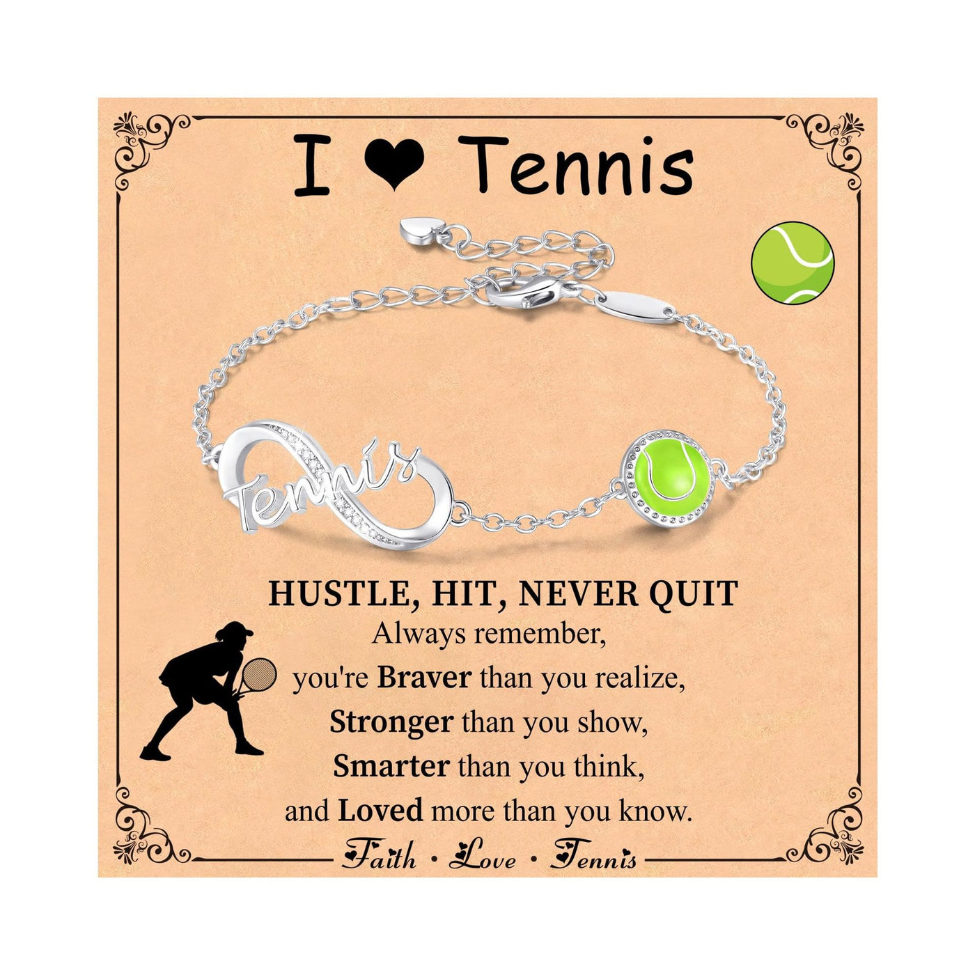 FREE Today: Baseball/Football/Soccer/Basketball/Tennis/Volleyball Infinity Bracelet for Women - Tennis - Silver Color - image 17