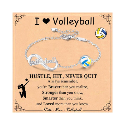 FREE Today: Baseball/Football/Soccer/Basketball/Tennis/Volleyball Infinity Bracelet for Women - Volleyball - Silver Color - image 13