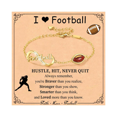 FREE Today: Baseball/Football/Soccer/Basketball/Tennis/Volleyball Infinity Bracelet for Women - Football - Golden - image 12