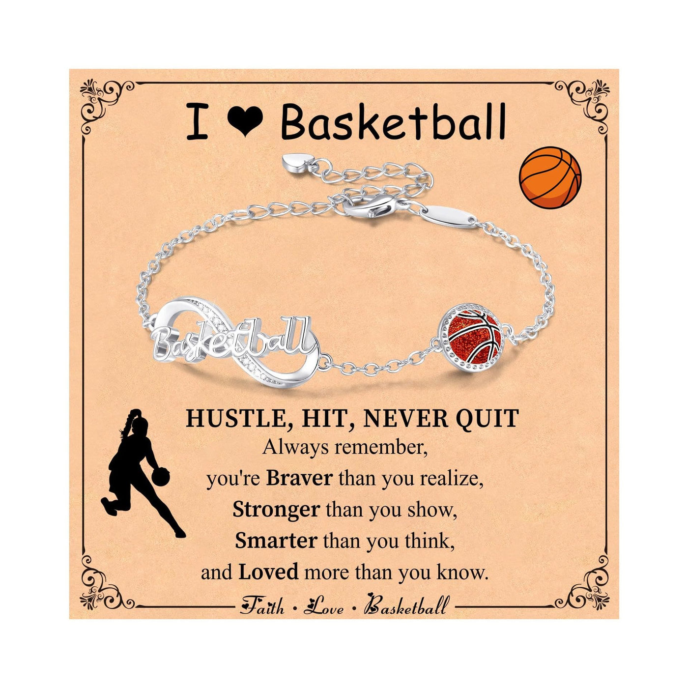 FREE Today: Baseball/Football/Soccer/Basketball/Tennis/Volleyball Infinity Bracelet for Women - Basketball - Silver Color - image 15
