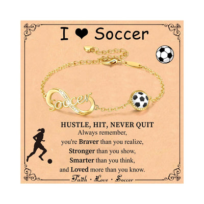 FREE Today: Baseball/Football/Soccer/Basketball/Tennis/Volleyball Infinity Bracelet for Women - Soccer - Golden - image 10