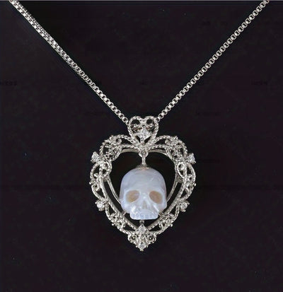 FREE Today: Pearl Skull Love Heart Necklace - Love&Skull Sliver - image 0