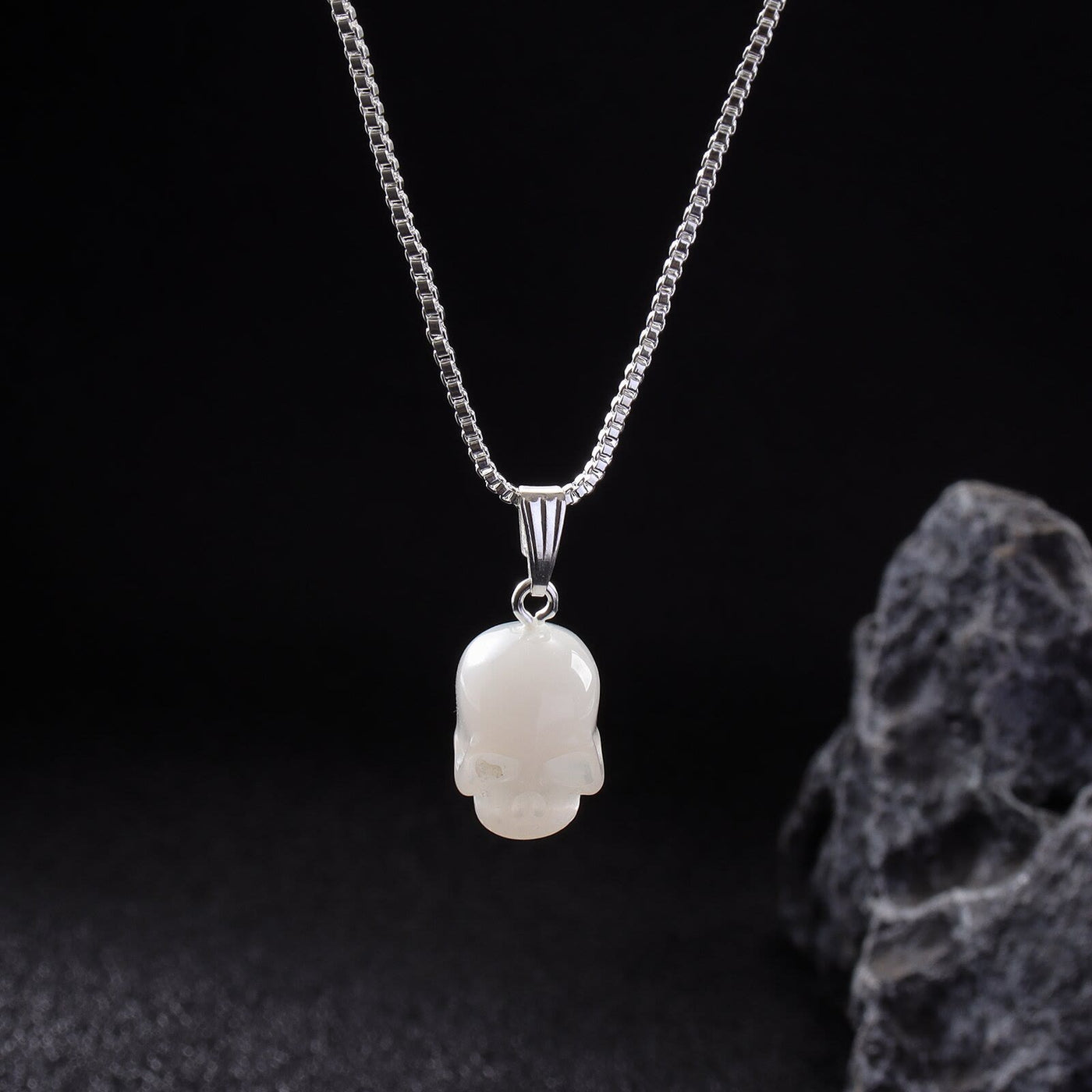 FREE Today: Pearl Skull Love Heart Necklace - White Skull Sliver Chian - image 2