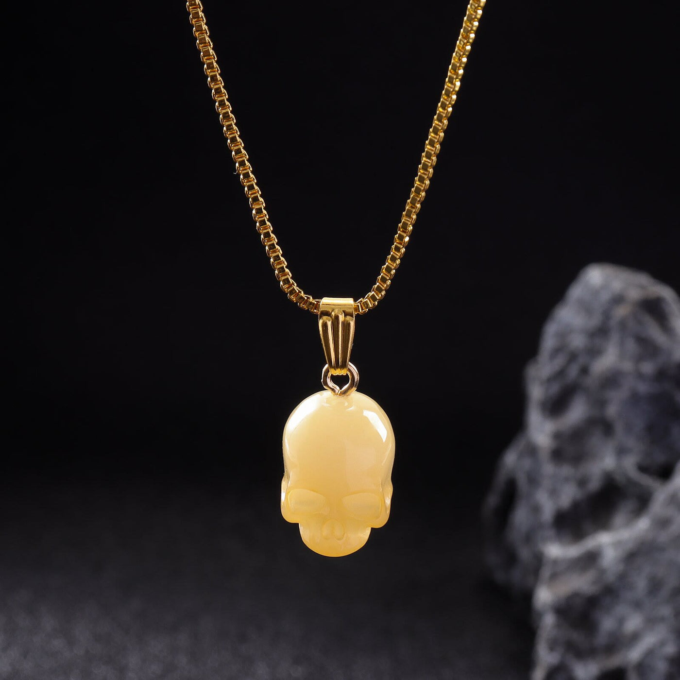 FREE Today: Pearl Skull Love Heart Necklace - Yellow Skull Golden Chian - image 3