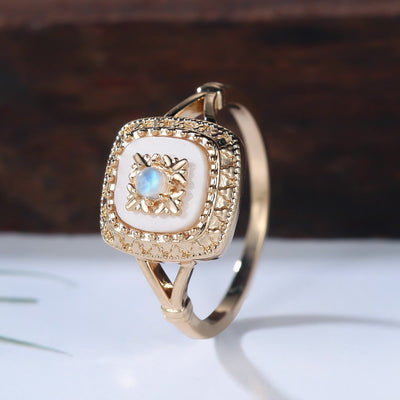 Olivenorma Square Clear Quartz Vintage Ring - 10 - image 0