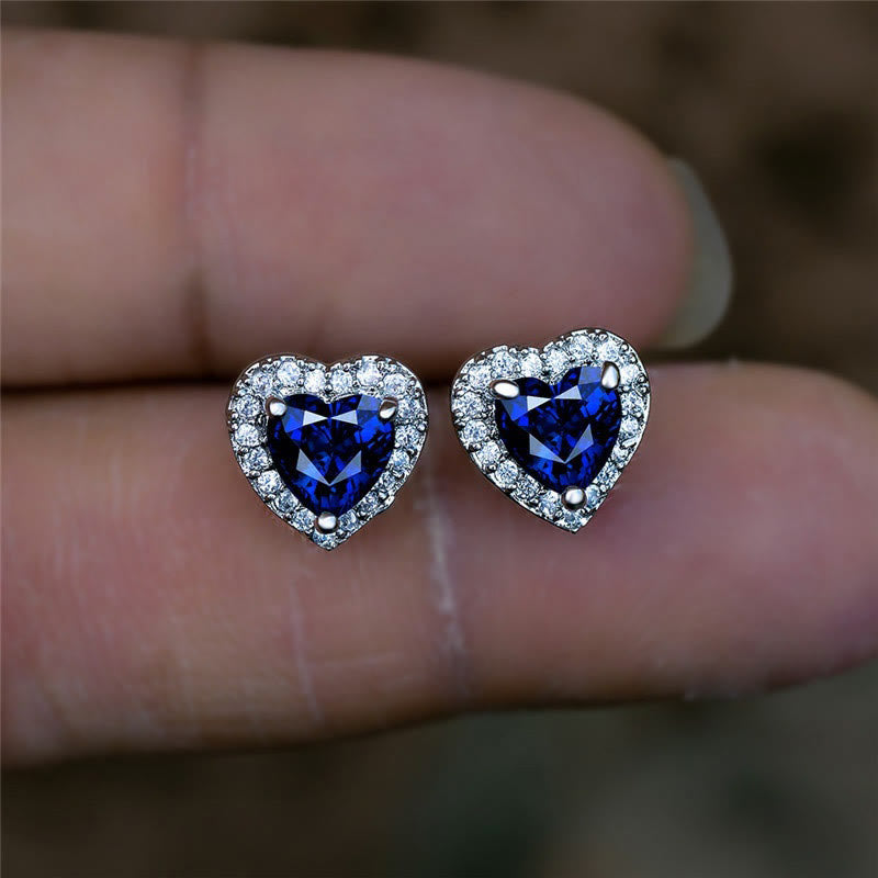 Hearrt Blue Sapphire Earrings, Necklace - image 1