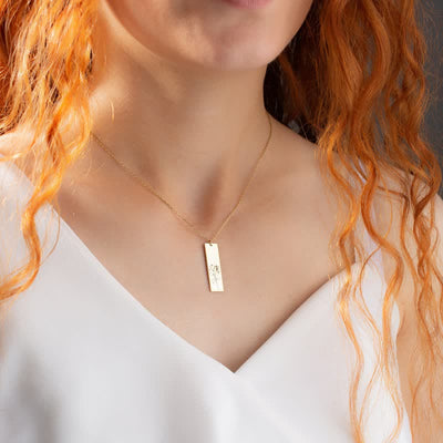 Delicate Carved Nameplate Birth Flower Necklace