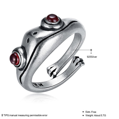 Stainless Steel Animal Silver Cute Frog Ring