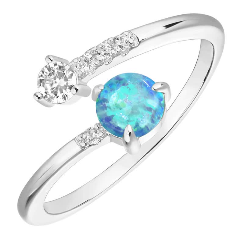 Sparkling Stacking Zirconia Opal Ring