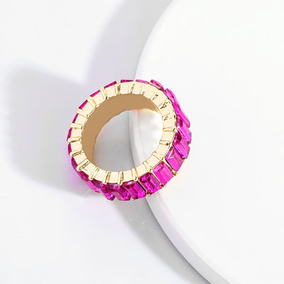 Colorful Gemstone Vertical Baguette Eternity Ring