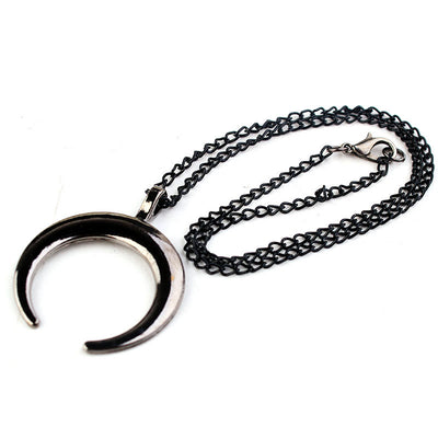 Black Moon Stainless Steel Halloween Necklace