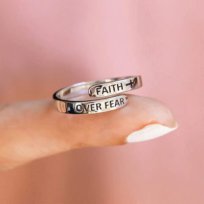 "FAITH OVER FEAR" - Open Adjustable Remind Ring