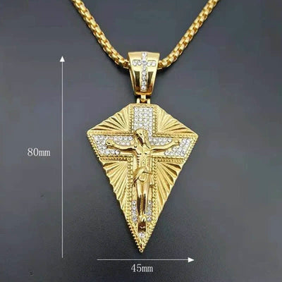 Stainless Steel Big Jesus Cross Pendant Necklace