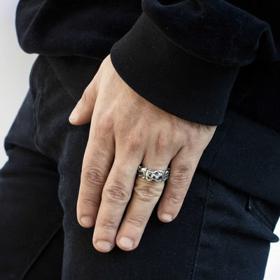 Men's Vintage Stone Texture Ring