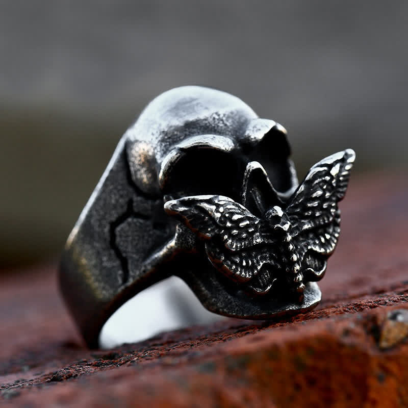 Men's Majestic Moth Skull Ring