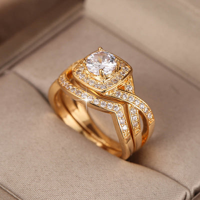 Square Rhombus White Zircon Ring