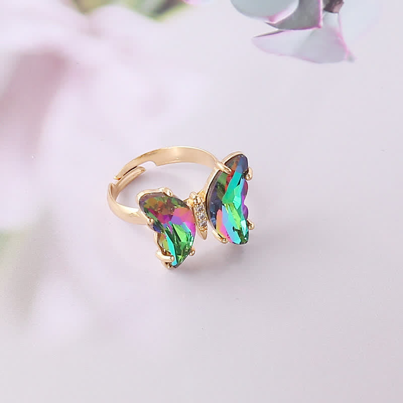 Women's Crystal Glass Butterfly Ring