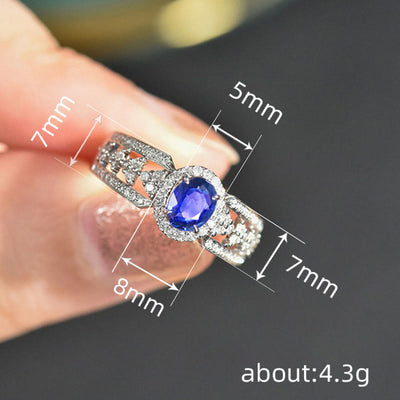 Hollow Band with Oval Sapphire Ring