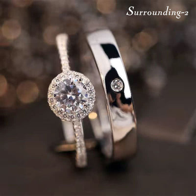 "True Love Is Priceless" - Zirconia Wedding Couples Ring Set