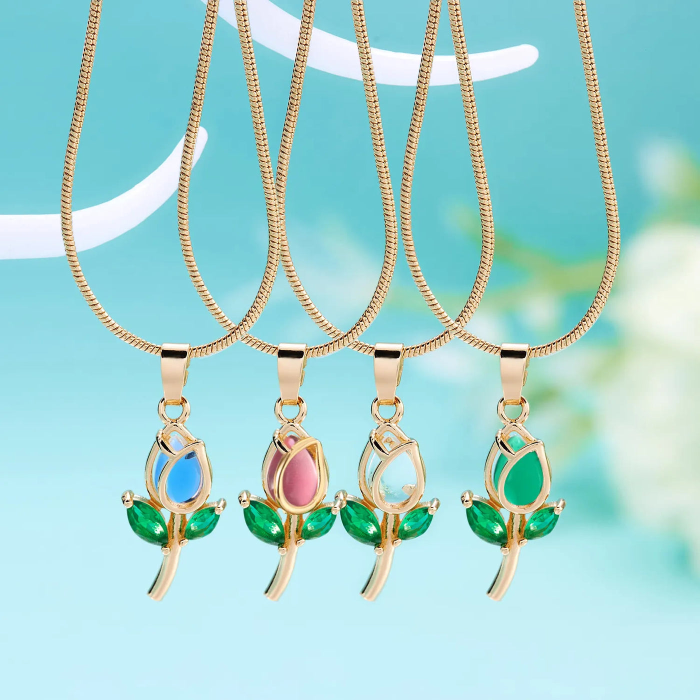 Fashion Colorful Zircon Tulip Necklace