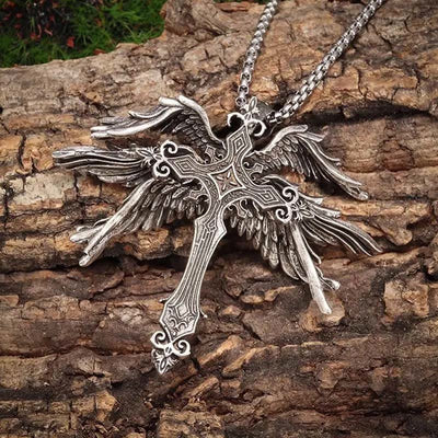 FREE Today: Classic Retro Angel Wings Cross Pendant Necklace