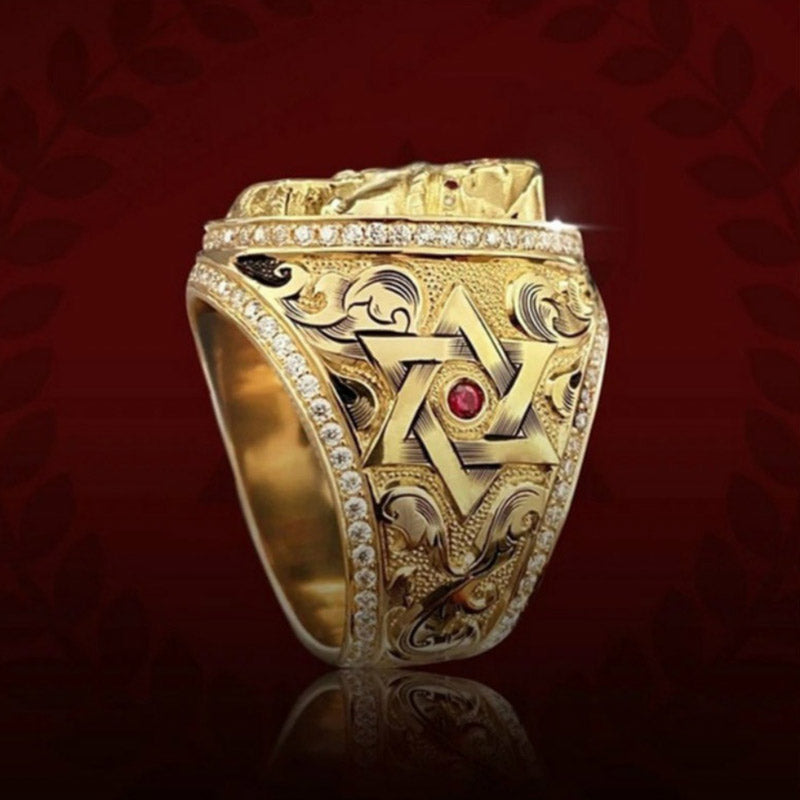 FREE Today: Red Cross with Ruby Crown Skull Ring