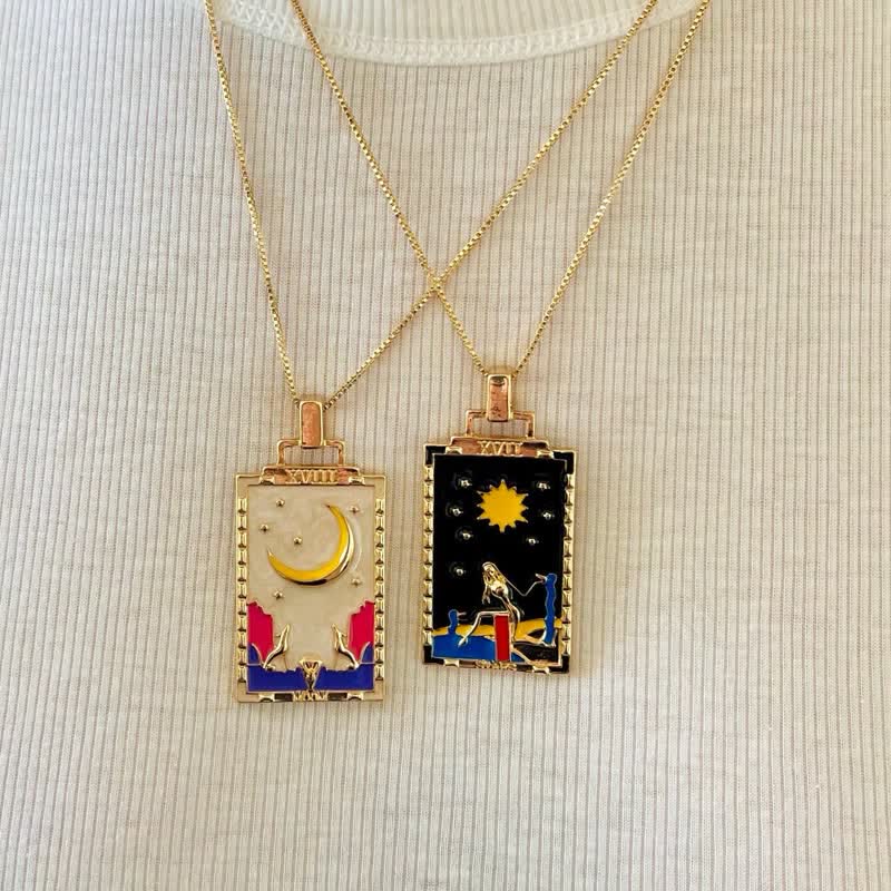 Olivenorma Moon Star Tarot Card Necklace