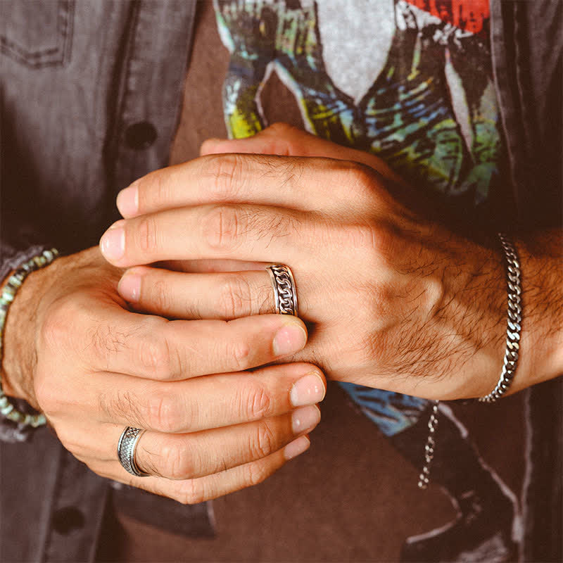 Minimalist Curb Link Chain Bracelet & Ring