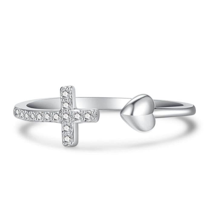 "Pray Through It" Heart And Cross Ring
