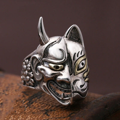 Devil Half Face Skeleton Prajna Ghost Ring