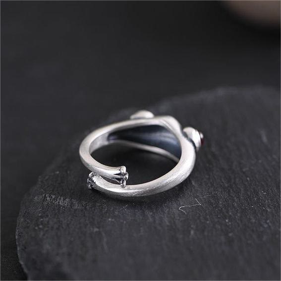 Stainless Steel Animal Silver Cute Frog Ring