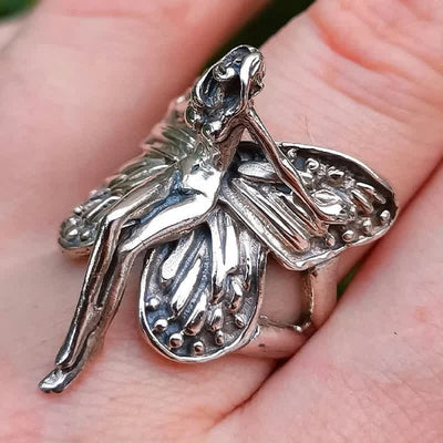 Fairy Elf Ring STERLING SILVER 925 Butterfly Angel Wings