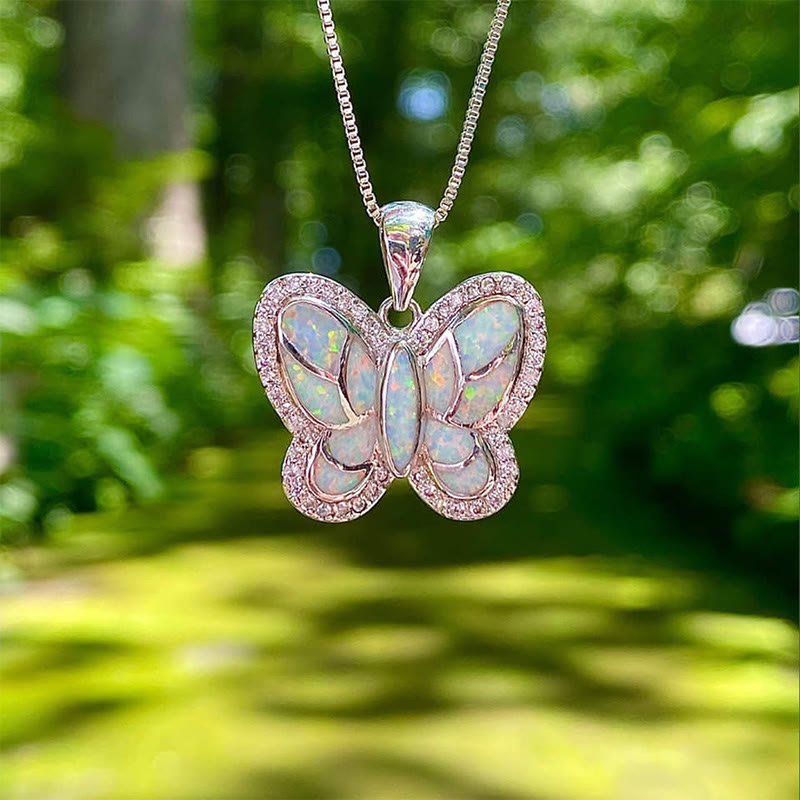 Summer Butterfly Opal with Zircon Necklace