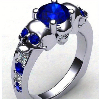 Luxury Smooth Skull Sapphire Ring