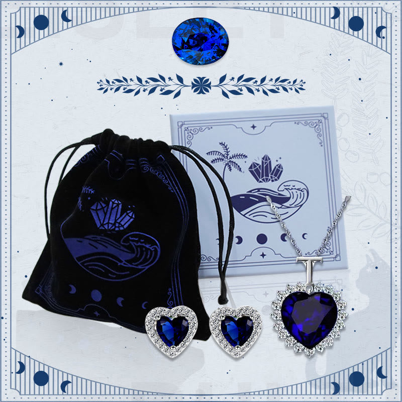 Hearrt Blue Sapphire Earrings, Necklace - image 16