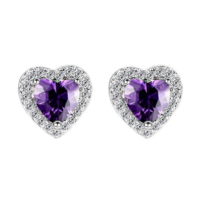 Hearrt Blue Sapphire Earrings, Necklace - Purple Zircon-Earrings - image 10