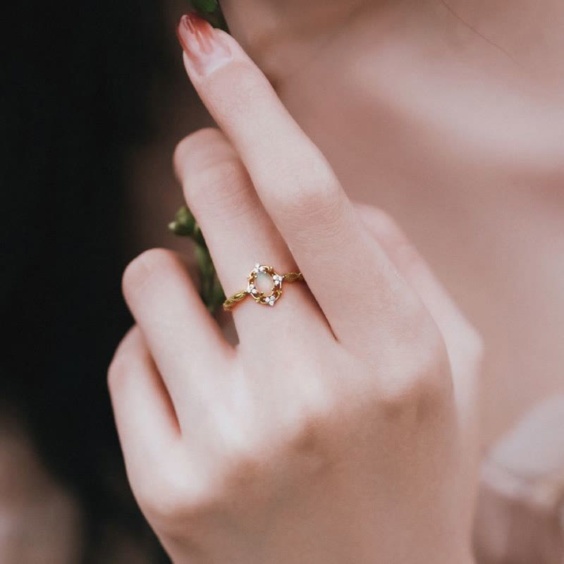 Adjustable Vintage Natural Opal Ring