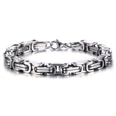 Men Stainless Steel Punk Byzantine Link Chain Bracelet