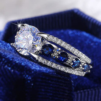 Olivenorma Creative Hollow Sapphire Blue Zircon Ring