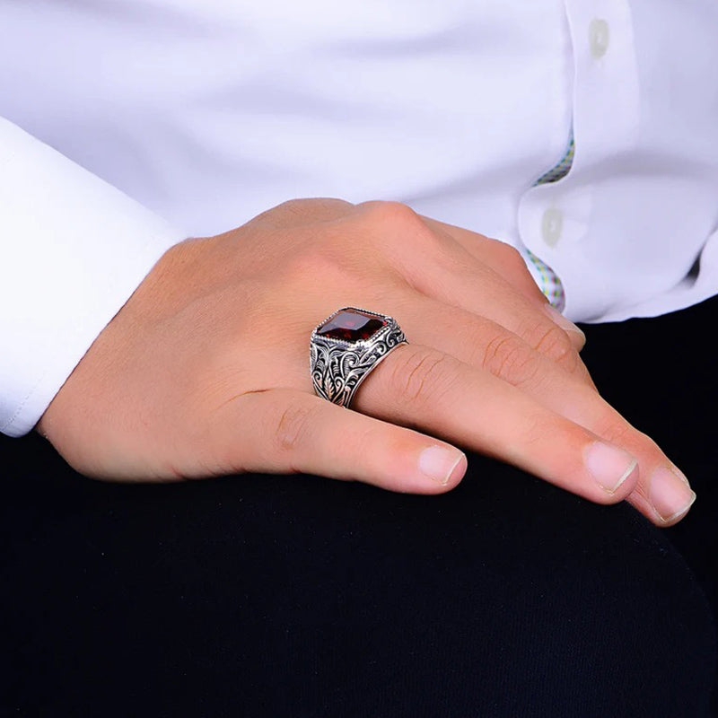 Limited Sale - Antique Silver Square Ruby Ring