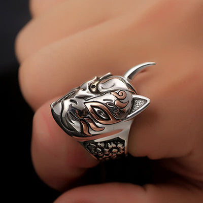 Devil Half Face Skeleton Prajna Ghost Ring