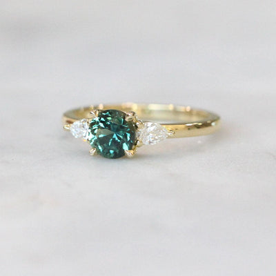 Emerald Zircon Engagement Ring